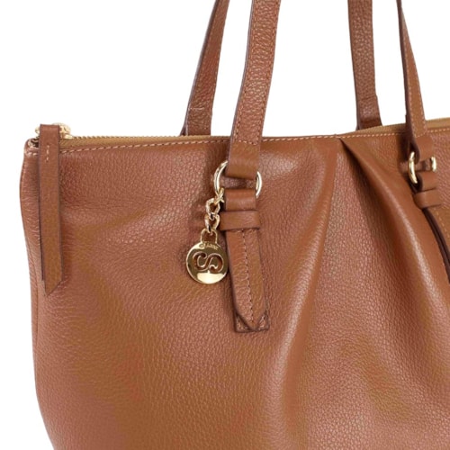 Detalhe - Bolsa Classe Shopping Bag De Couro 3455 Nocciola