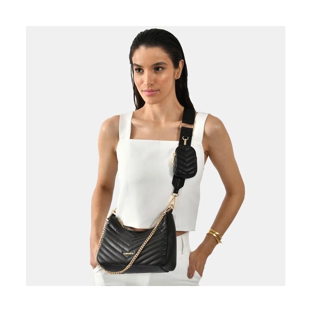Bolsa Via Marte Tiracolo Matelassê B2-507-01 Preto Bolsa Via Marte Tiracolo Matelassê B2-507-01 Preto