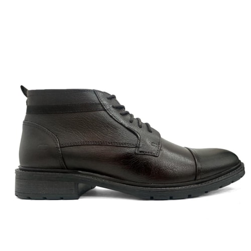 Detalhe - Bota Democrata Masculina Cano Curto Em Couro 301102 Mouro