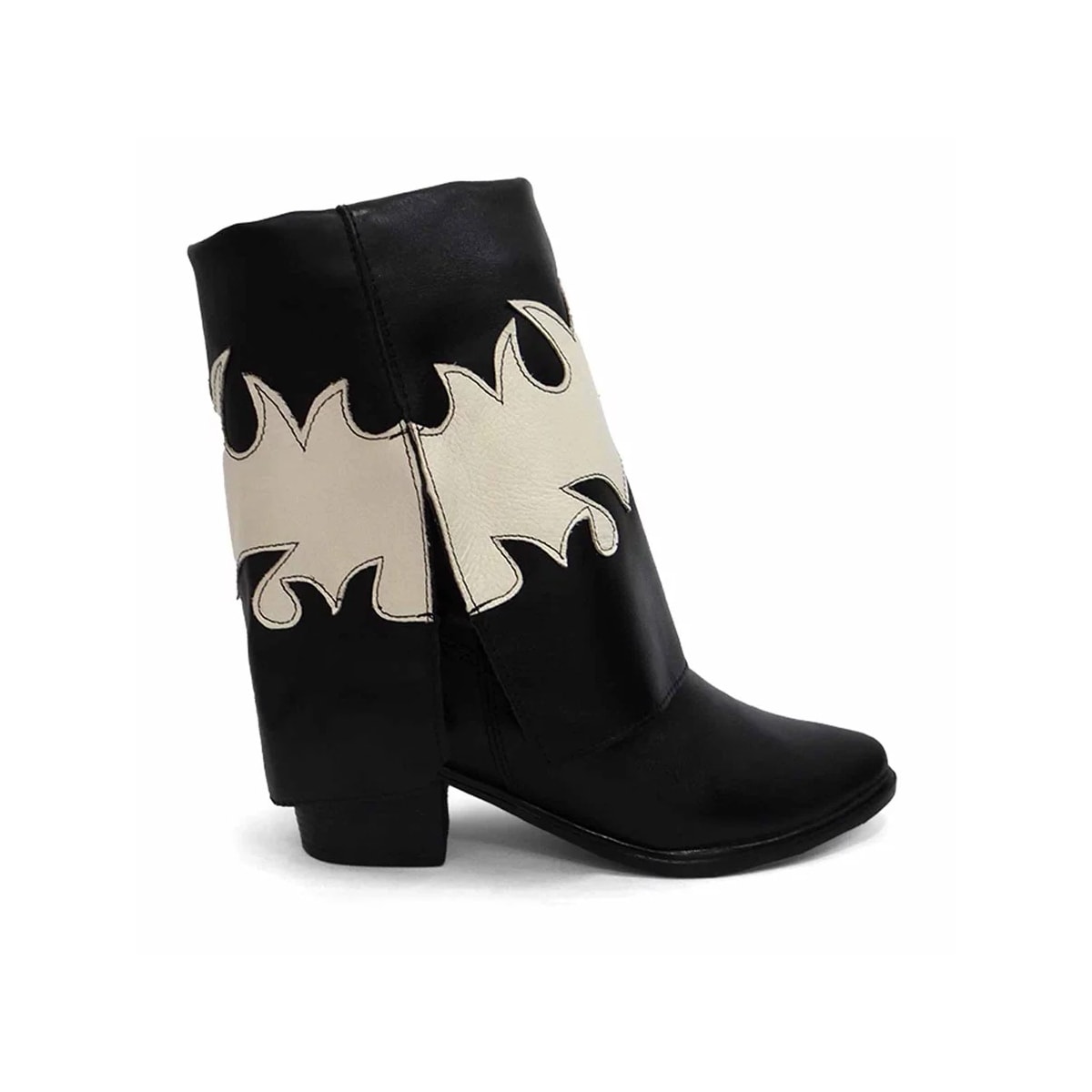 Bota Gata Mania Couro Western C2003 Preto/Off White Bota Gata Mania Couro Western C2003 Preto/Off White