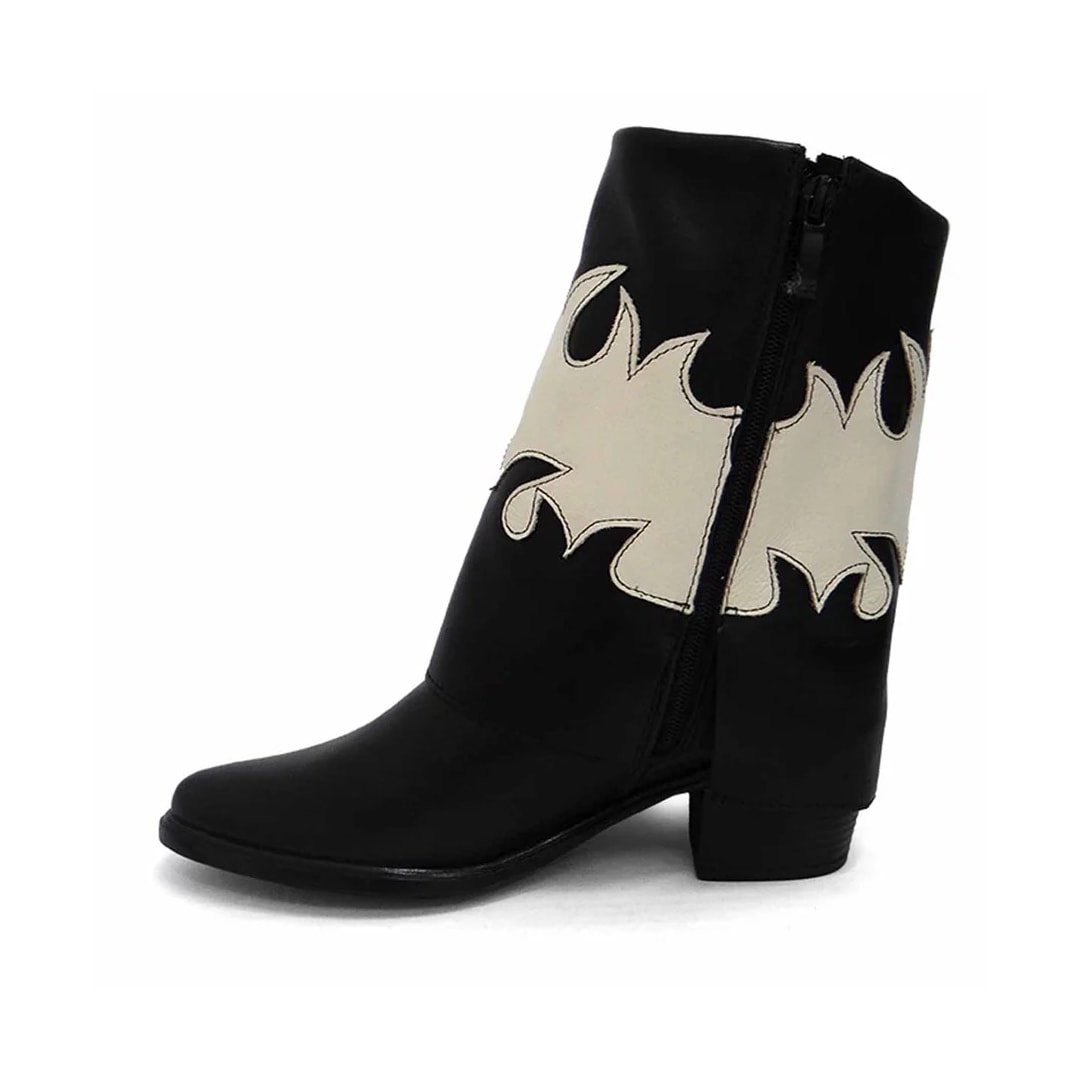 Bota Gata Mania Couro Western C2003 Preto/Off White