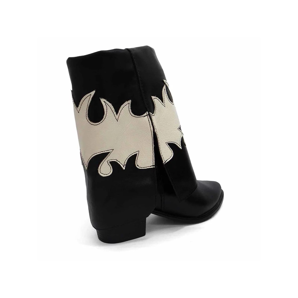 Bota Gata Mania Couro Western C2003 Preto/Off White Bota Gata Mania Couro Western C2003 Preto/Off White