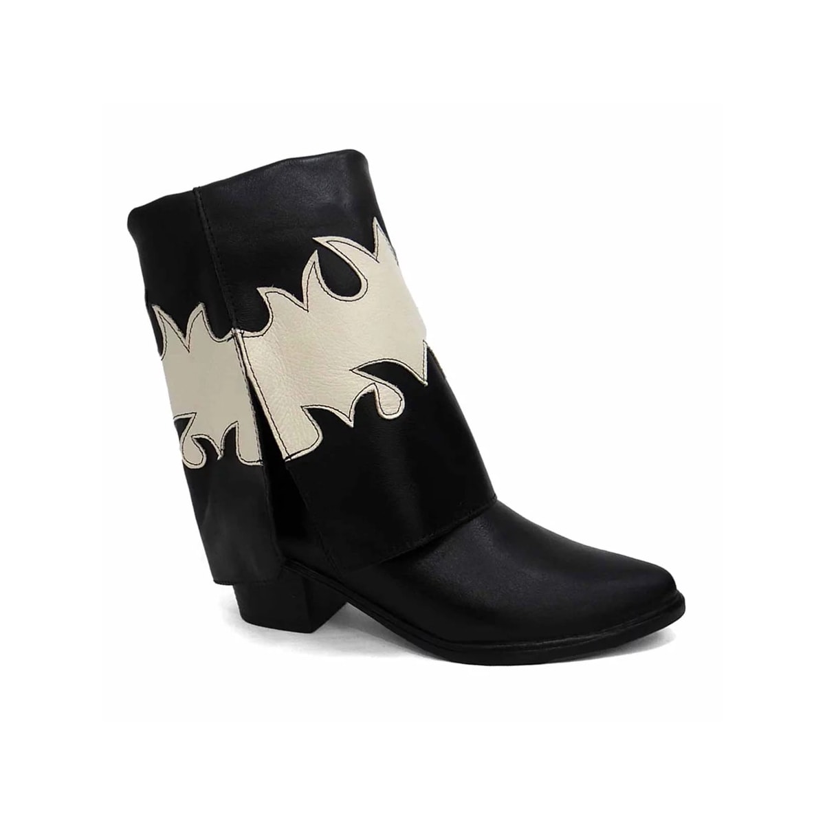 Bota Gata Mania Couro Western C2003 Preto/Off White Bota Gata Mania Couro Western C2003 Preto/Off White