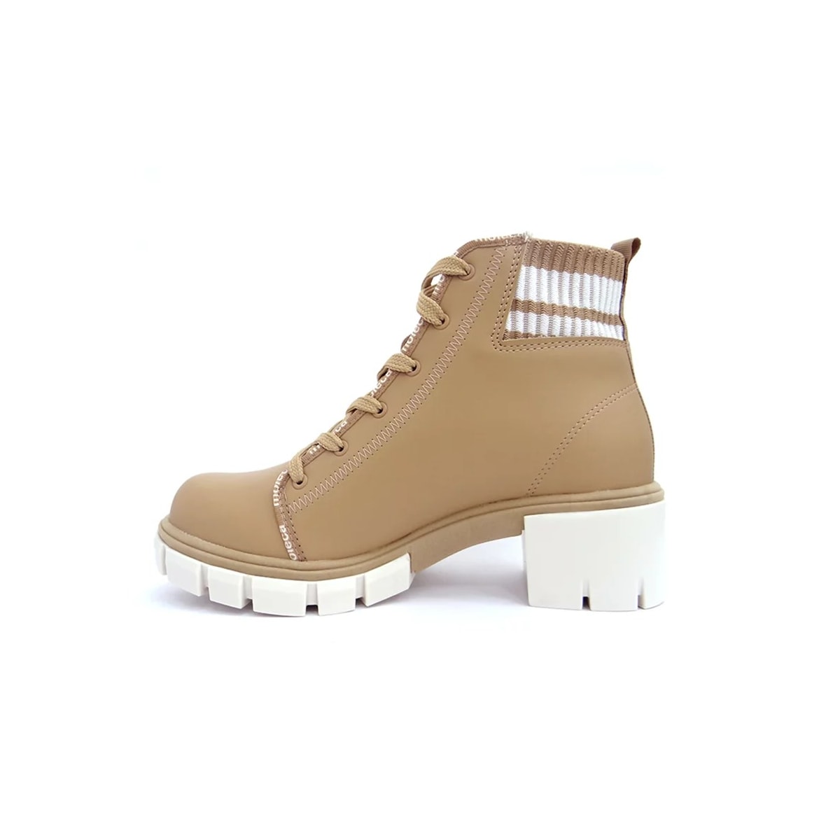 Bota Moleca Coturno 5338.103 Tan/Branco