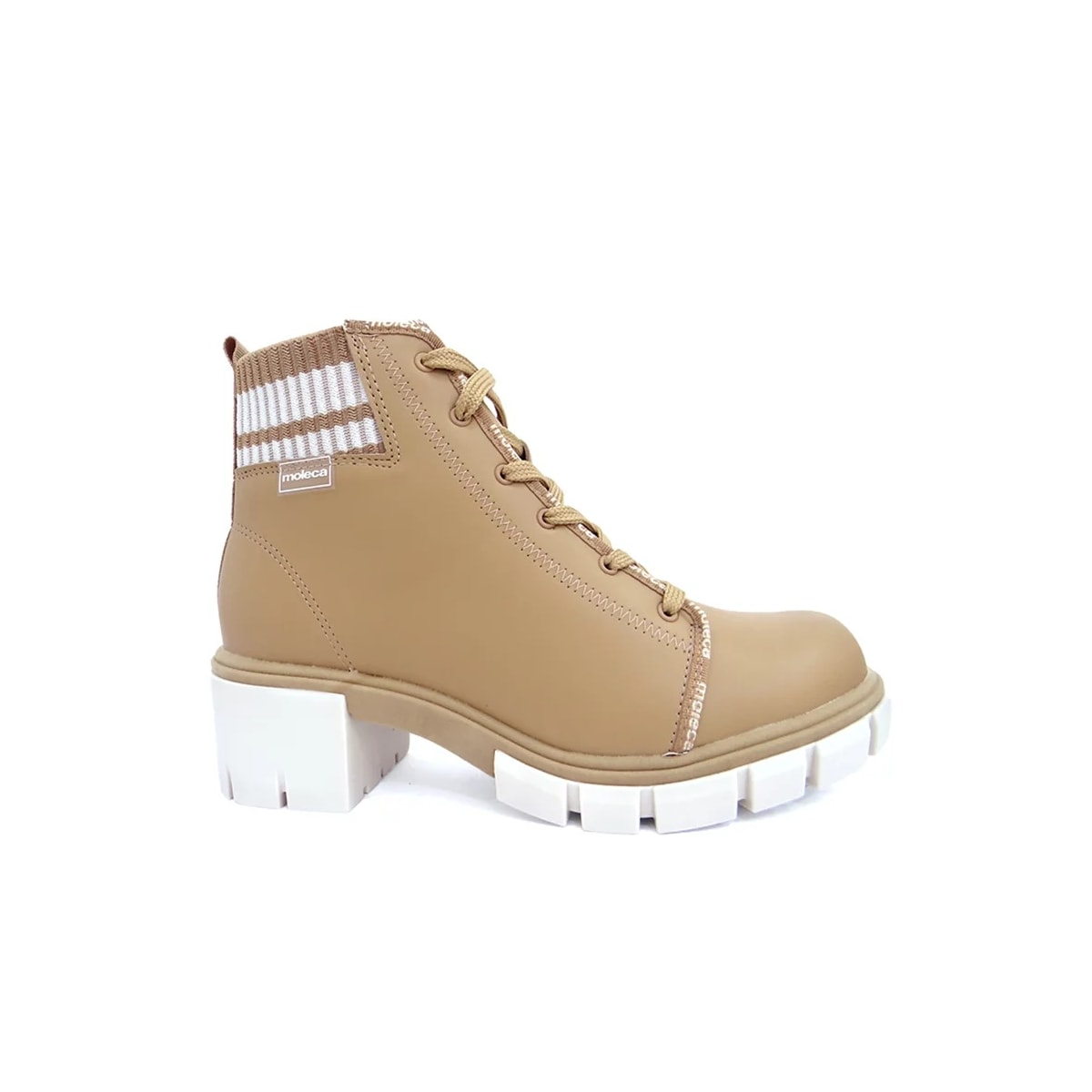 Bota Moleca Coturno 5338.103 Tan/Branco Bota Moleca Coturno 5338.103 Tan/Branco