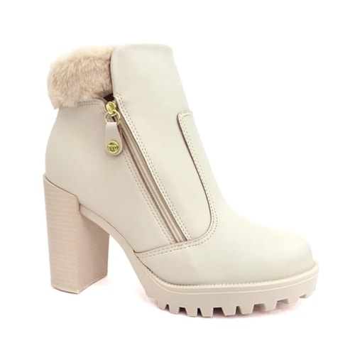 Bota Moleca Salto Alto Feminino 5325.121 Branco Off