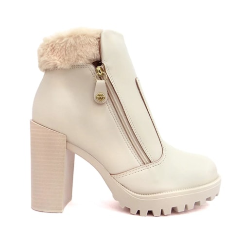 Detalhe - Bota Moleca Salto Alto Feminino 5325.121 Branco Off