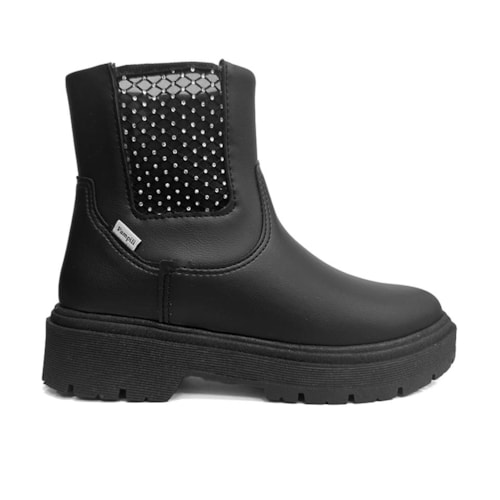 Detalhe - Bota Pampili Infantil Cano Baixo 681030 Preto
