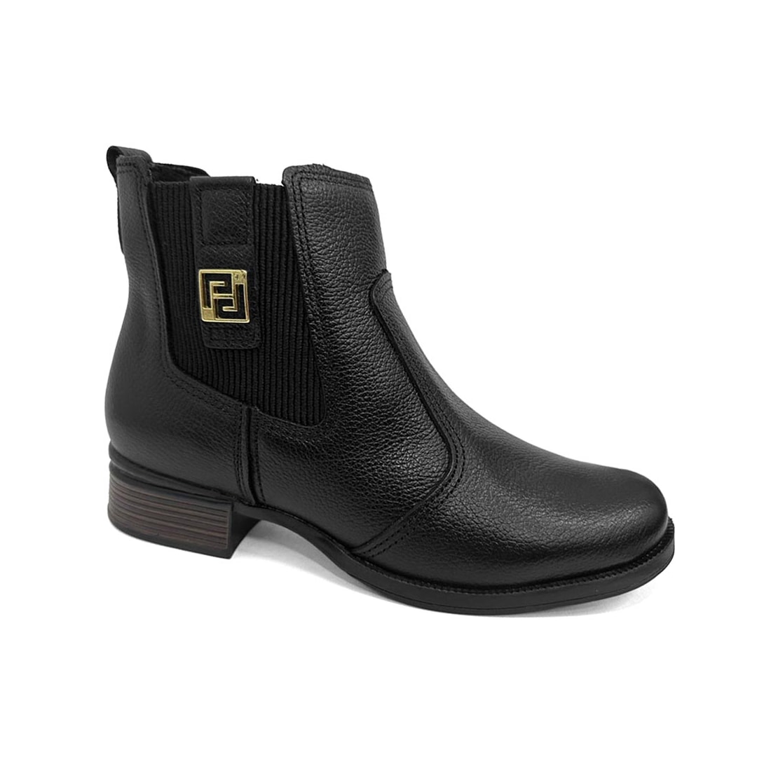 Bota Pegada Cano Curto De Couro 282003 Preto