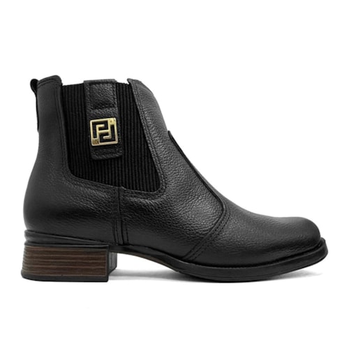 Detalhe - Bota Pegada Cano Curto De Couro 282003 Preto