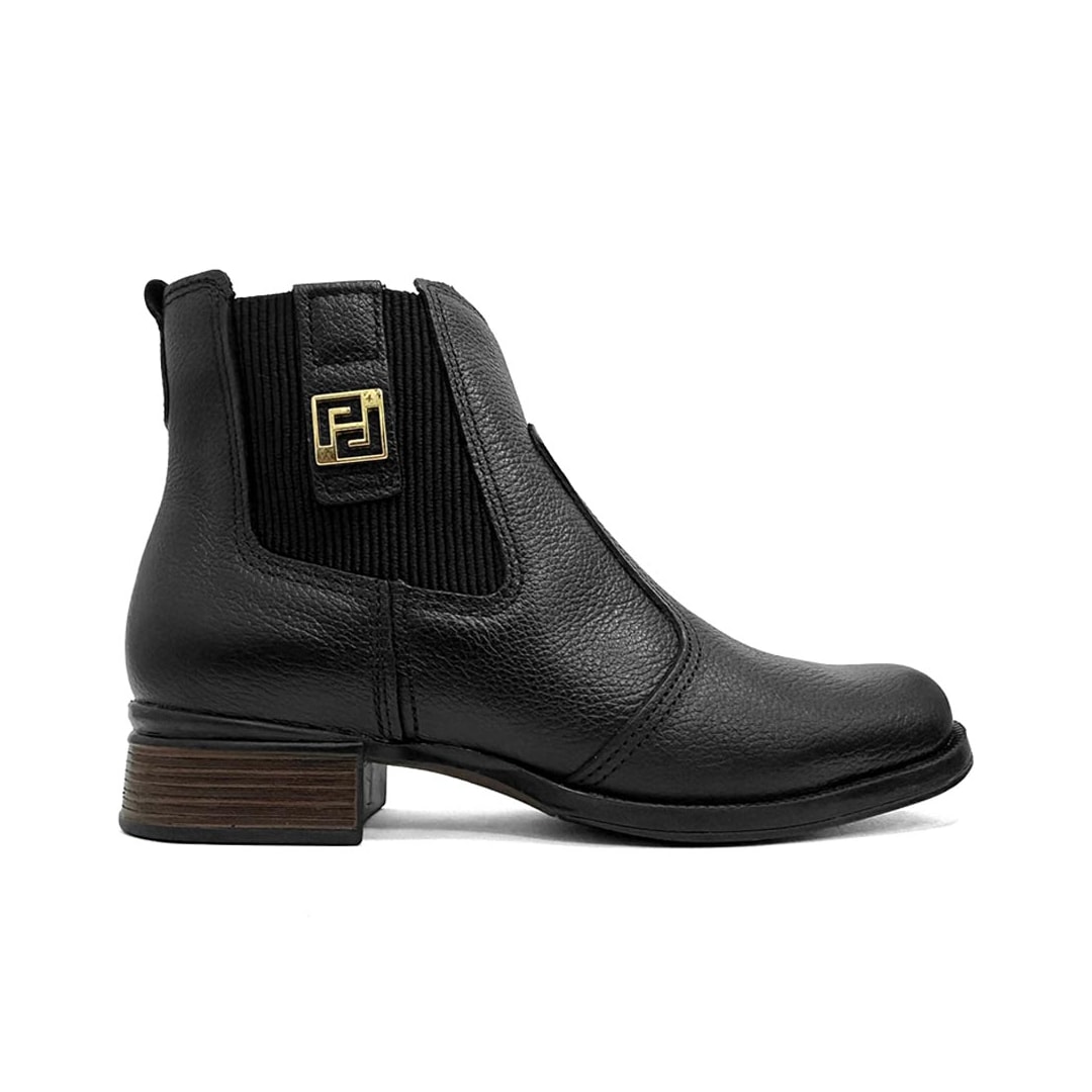Bota Pegada Cano Curto De Couro 282003 Preto