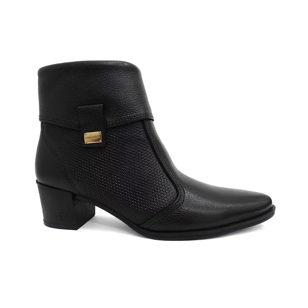 Bota Pegada Couro Cano Curto 280506 Preto Bota Pegada Couro Cano Curto 280506 Preto