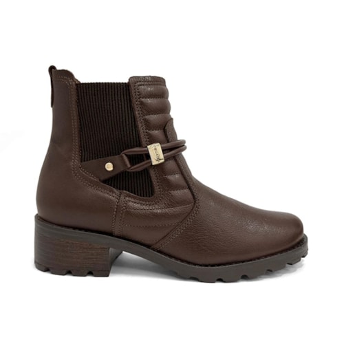 Detalhe - Bota Pegada Feminina Cano Curto Couro 281420 Pinhao