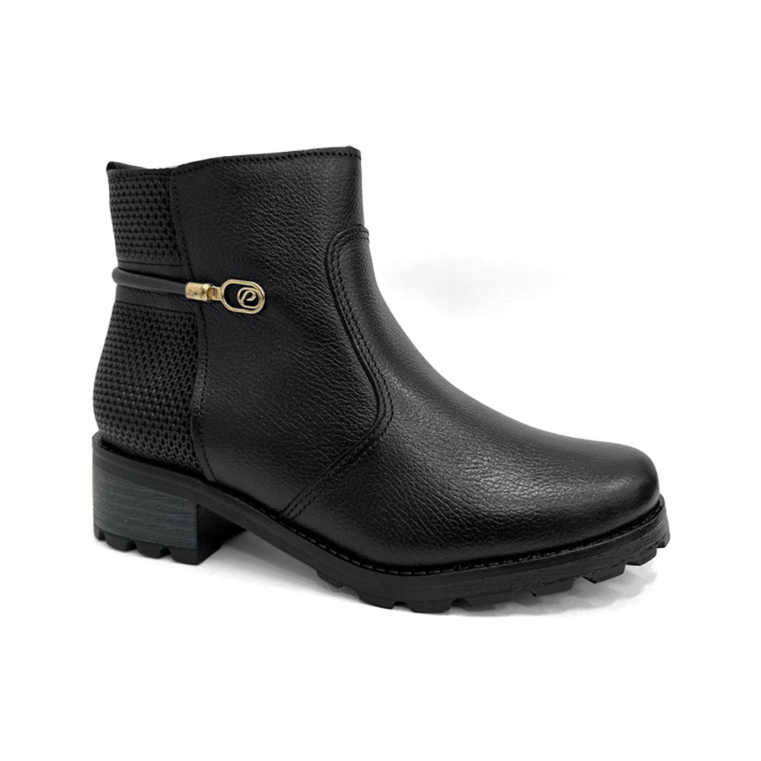 Bota Pegada Feminina Cano Curto Couro 281421 Preto