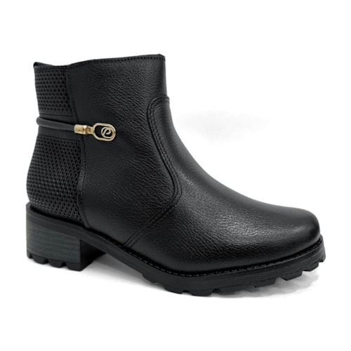 Bota Pegada Feminina Cano Curto Couro 281421 Preto