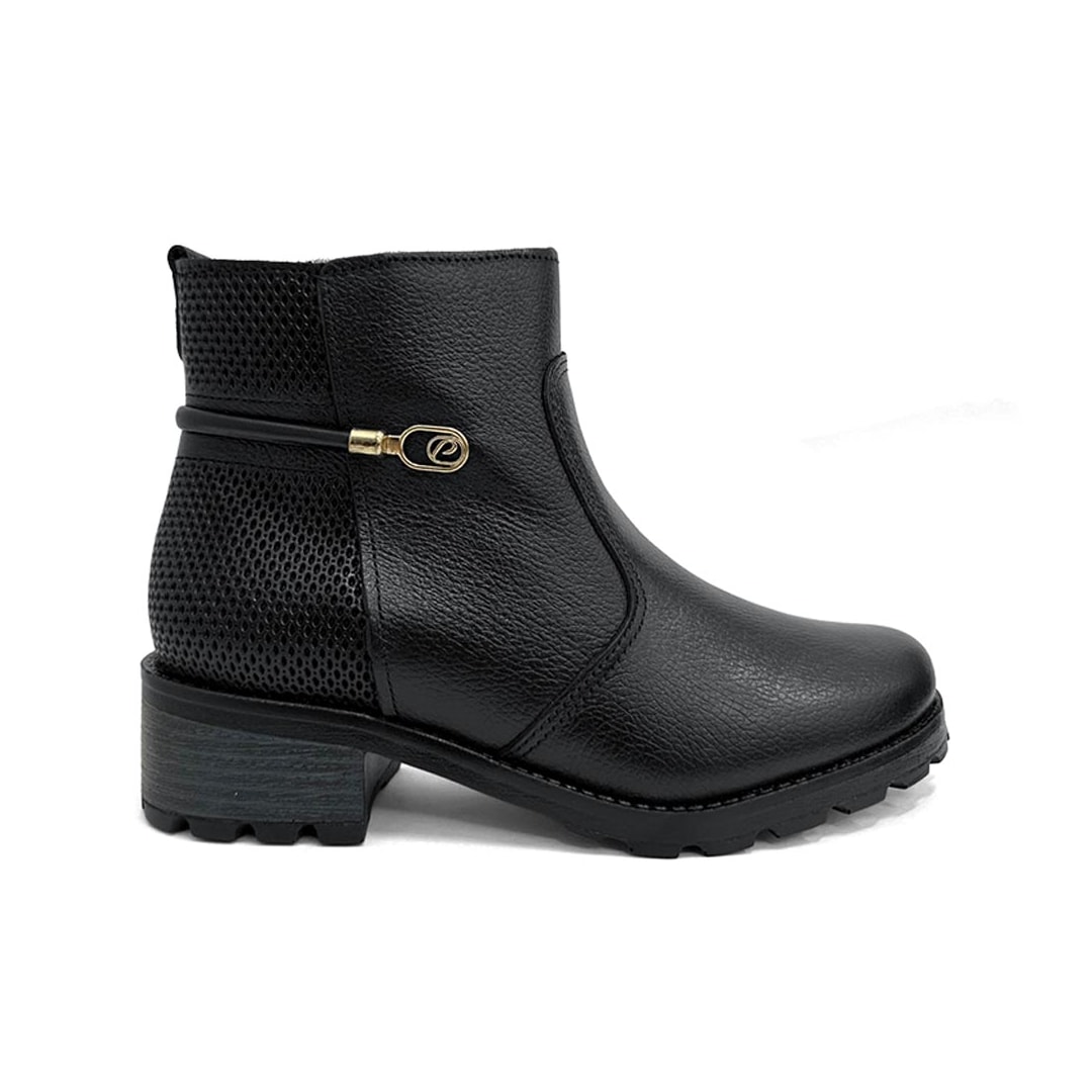 Bota Pegada Feminina Cano Curto Couro 281421 Preto