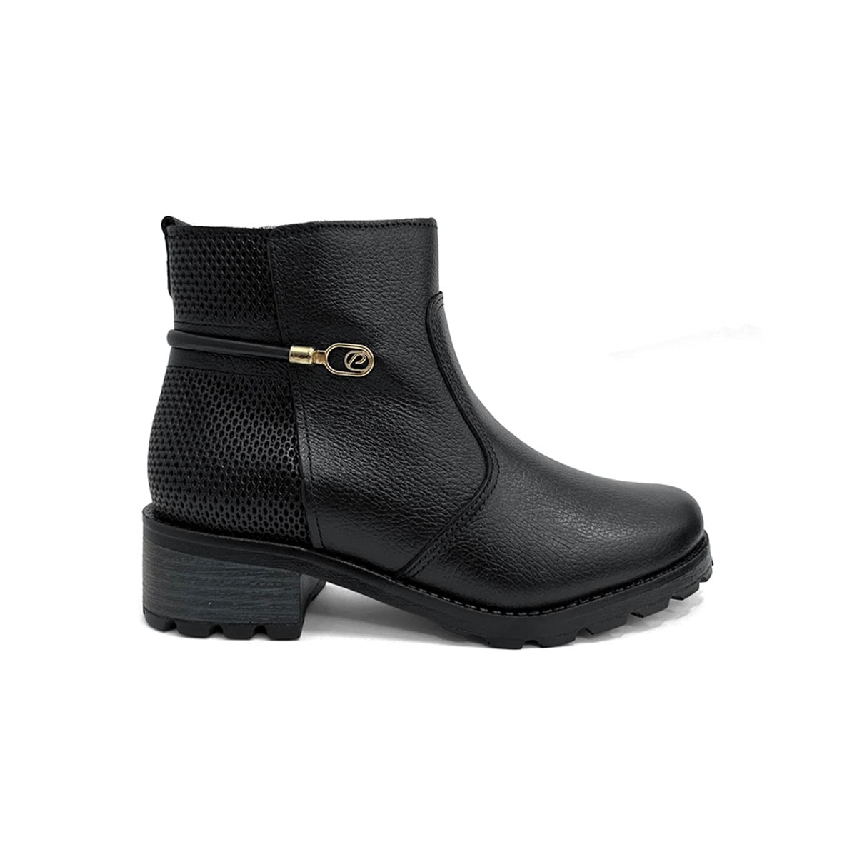 Bota Pegada Feminina Cano Curto Couro 281421 Preto
