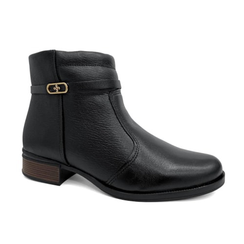 Bota Pegada Feminina Cano Curto Couro 282014 Preto