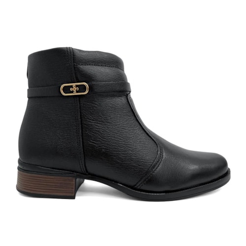 Detalhe - Bota Pegada Feminina Cano Curto Couro 282014 Preto
