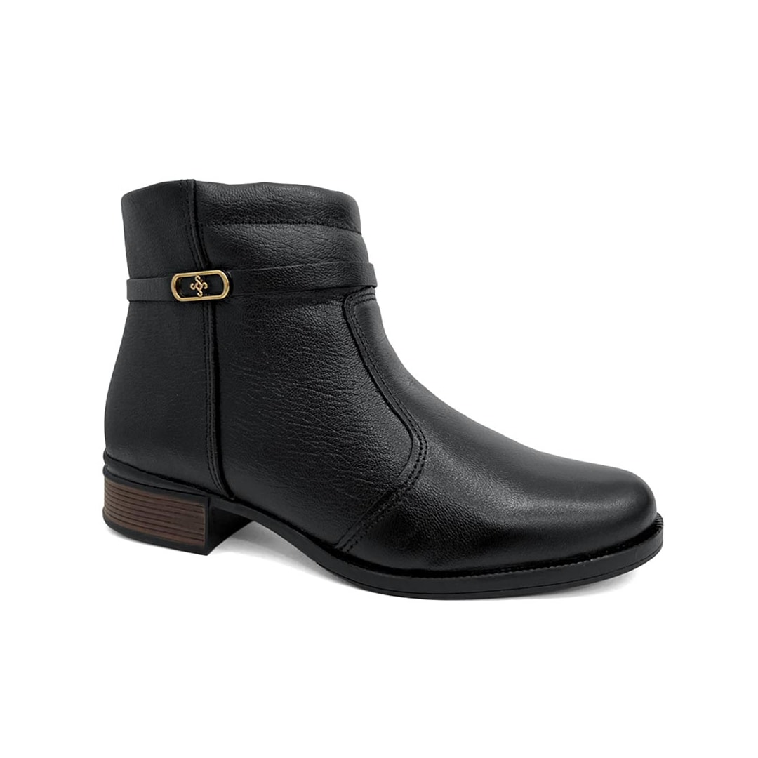 Bota Pegada Feminina Cano Curto Couro 282014 Preto