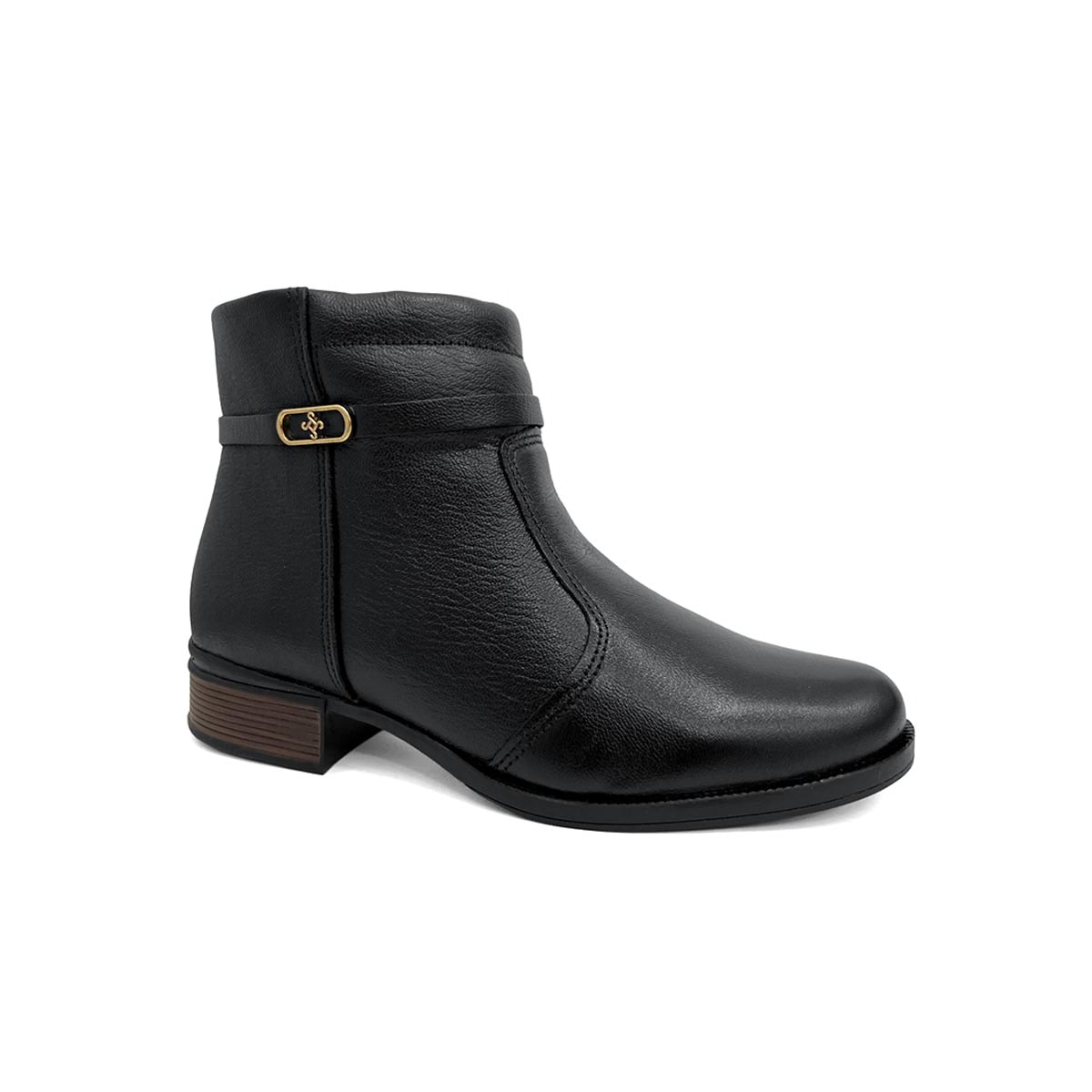 Bota Pegada Feminina Cano Curto Couro 282014 Preto