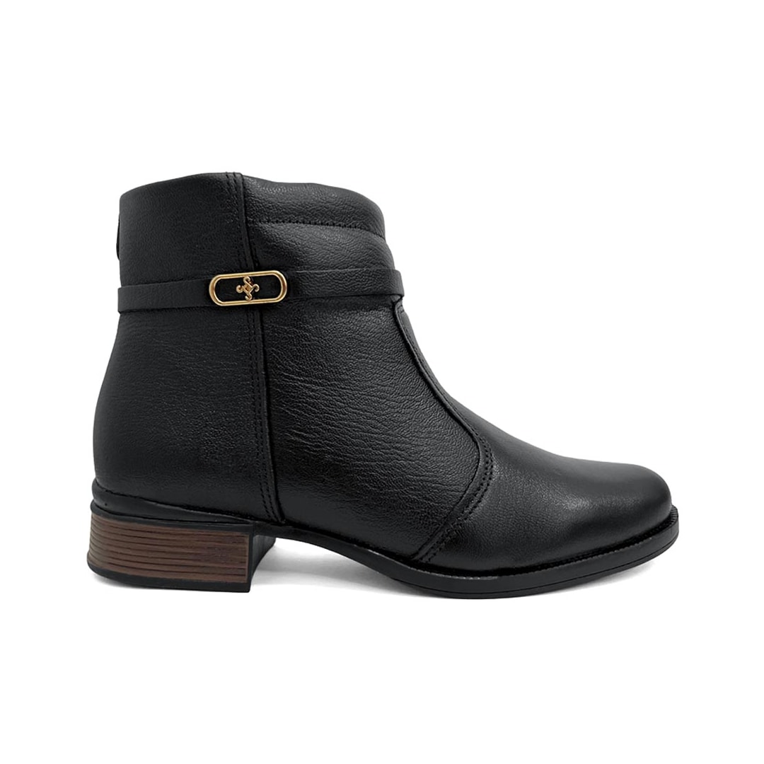 Bota Pegada Feminina Cano Curto Couro 282014 Preto