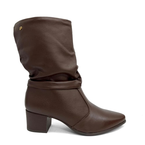 Detalhe - Bota Pegada Feminina Cano Curto De Couro 280901 Pinhao