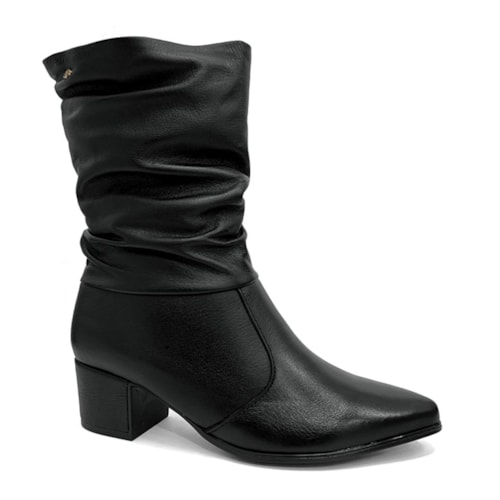 Bota Pegada Feminina Cano Curto De Couro 280901 Preto
