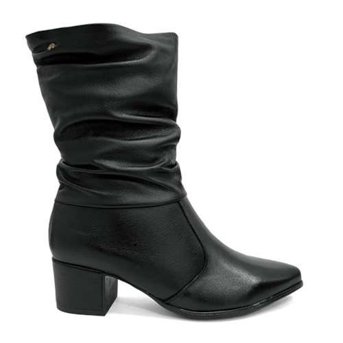 Detalhe - Bota Pegada Feminina Cano Curto De Couro 280901 Preto