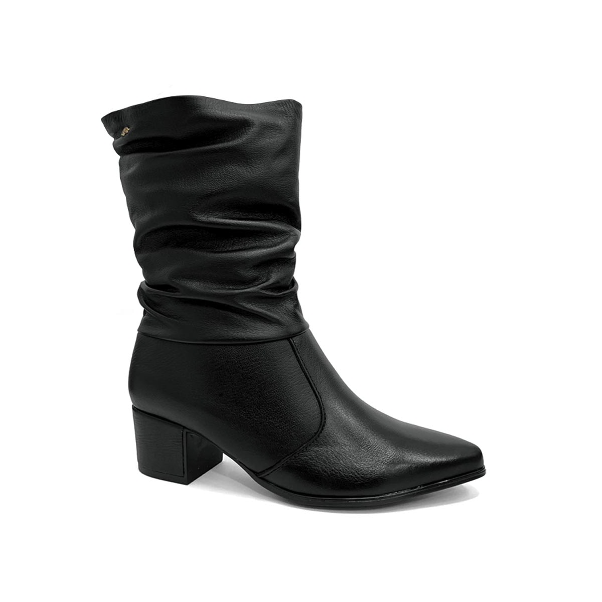 Bota Pegada Feminina Cano Curto De Couro 280901 Preto