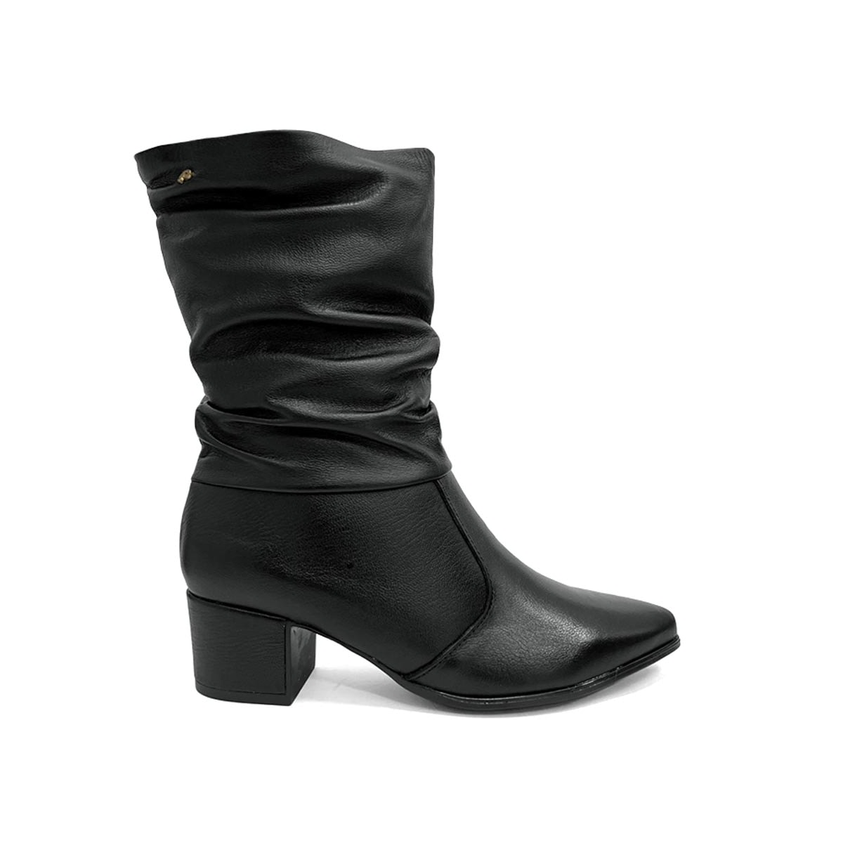 Bota Pegada Feminina Cano Curto De Couro 280901 Preto