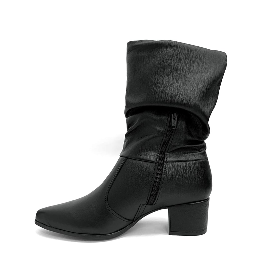 Bota Pegada Feminina Cano Curto De Couro 280901 Preto