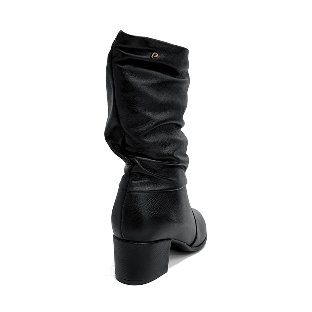 Bota Pegada Feminina Cano Curto De Couro 280901 Preto
