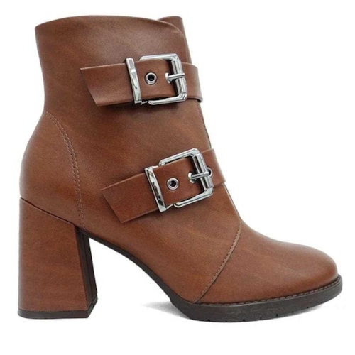 Detalhe - Bota Piccadilly Cano Baixo Salto Bloco 343004 Camel