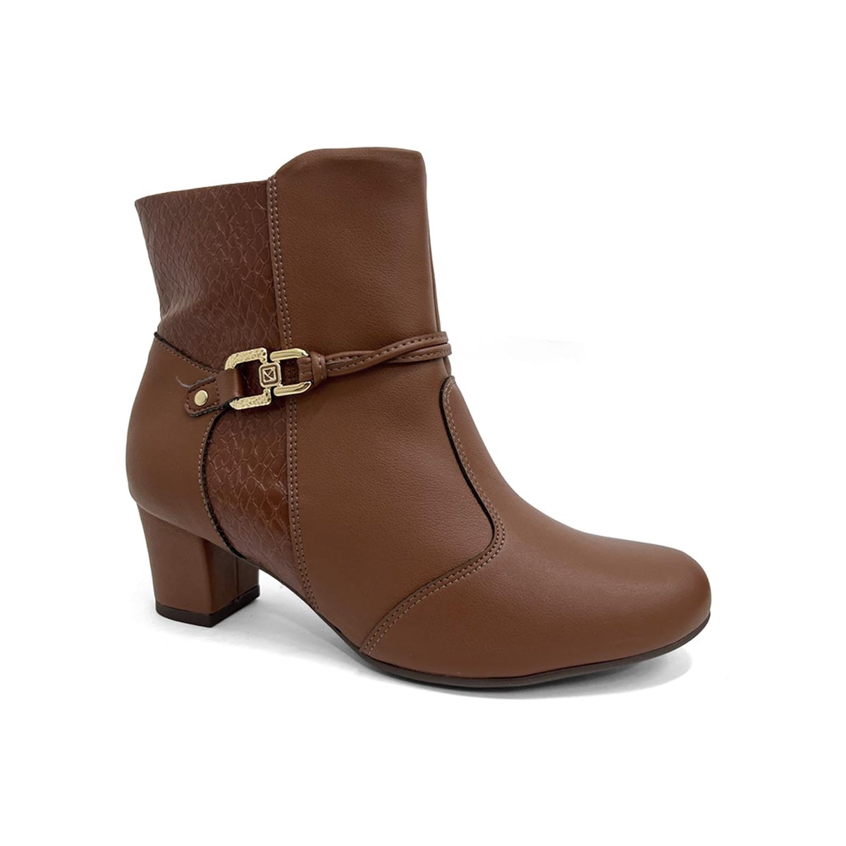 Bota Piccadilly Cano Curto Salto Baixo 110202 Conhaque