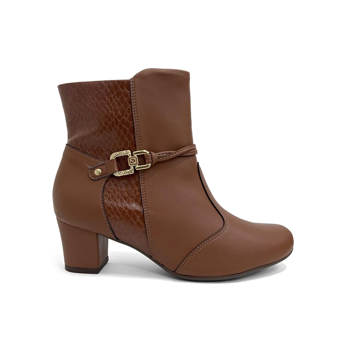 Bota Piccadilly Cano Curto Salto Baixo 110202 Conhaque