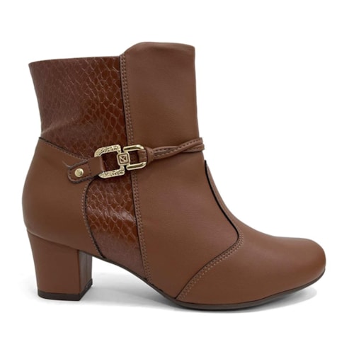 Detalhe - Bota Piccadilly Cano Curto Salto Baixo 110202 Conhaque