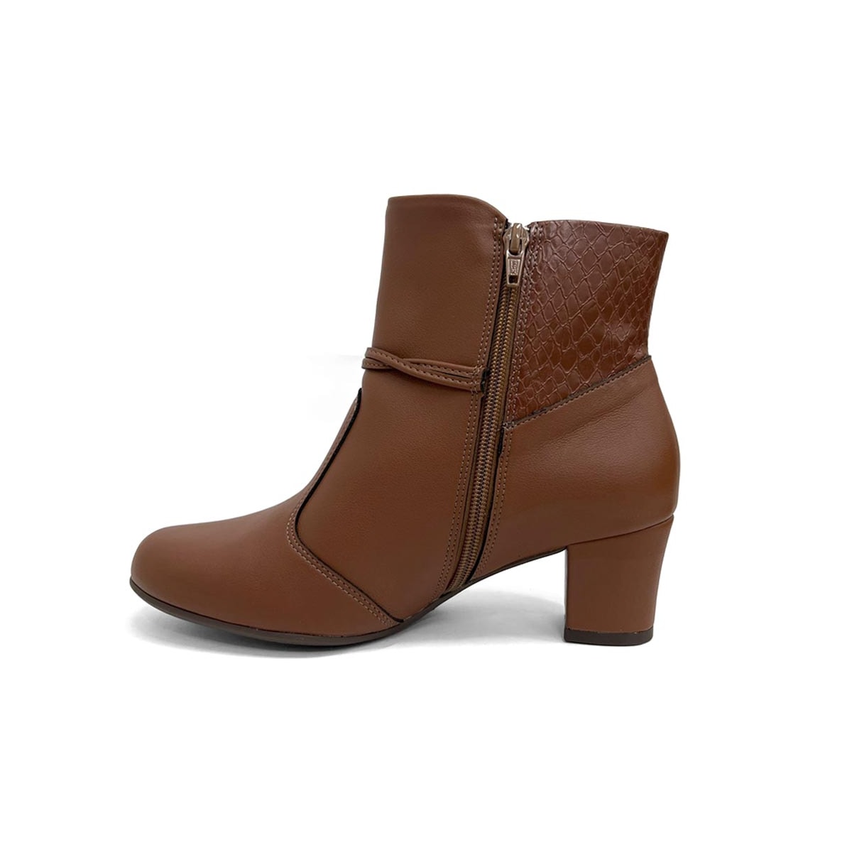 Bota Piccadilly Cano Curto Salto Baixo 110202 Conhaque