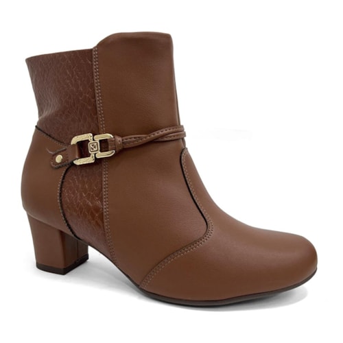 Bota Piccadilly Cano Curto Salto Baixo 110202 Conhaque