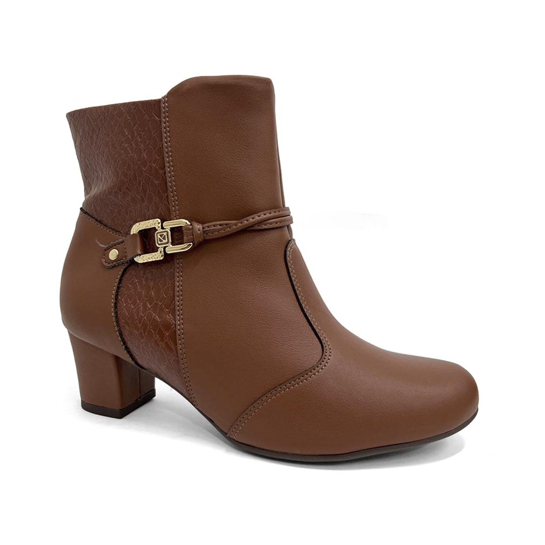 Bota Piccadilly Cano Curto Salto Baixo 110202 Conhaque Bota Piccadilly Cano Curto Salto Baixo 110202 Conhaque