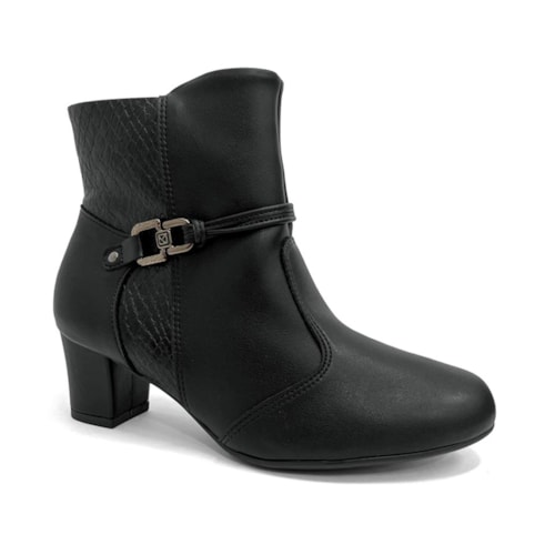 Bota Piccadilly Cano Curto Salto Baixo 110202 Preto