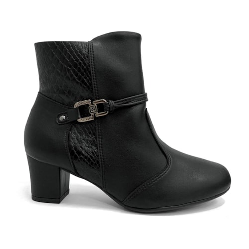 Detalhe - Bota Piccadilly Cano Curto Salto Baixo 110202 Preto