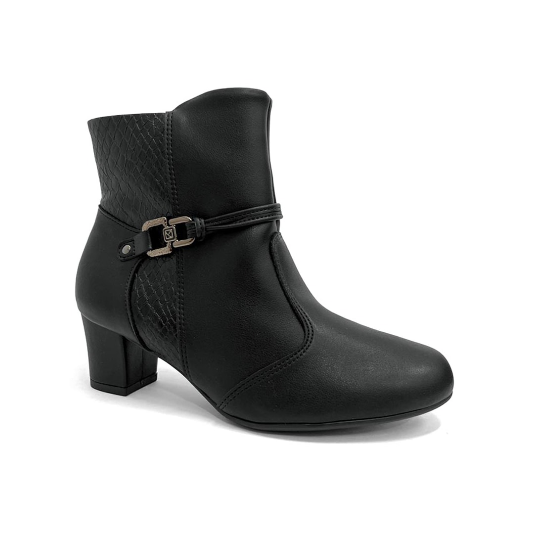 Bota Piccadilly Cano Curto Salto Baixo 110202 Preto