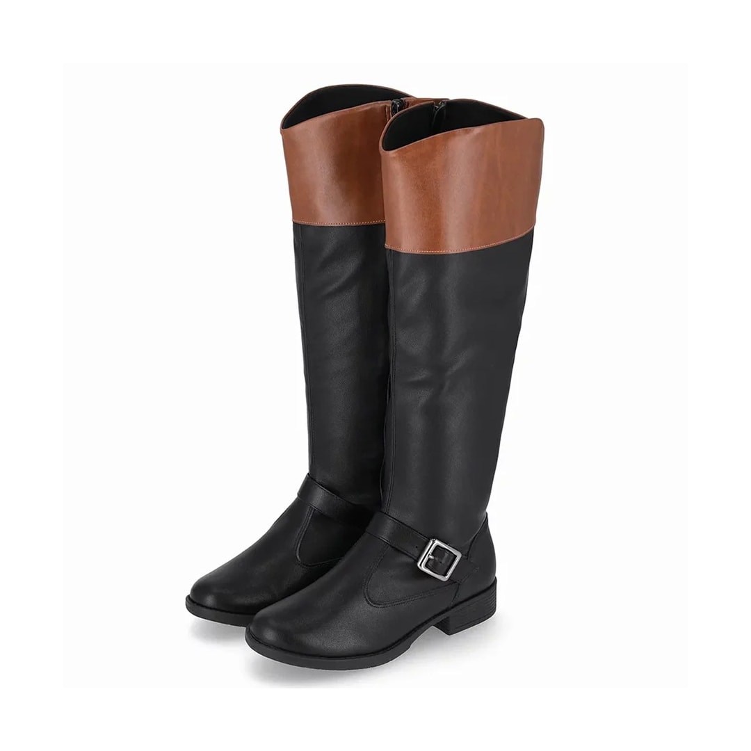 Bota Piccadilly Cano Longo 653005 Preto/Caramelo