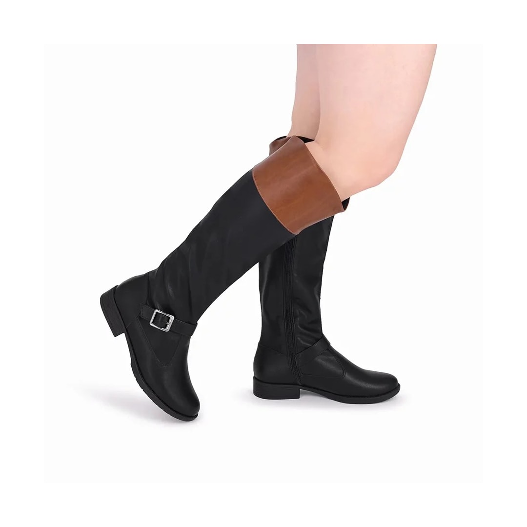 Bota Piccadilly Cano Longo 653005 Preto/Caramelo