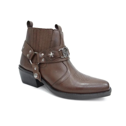 Bota Texana Country Masculina Couro 9005 Cafe