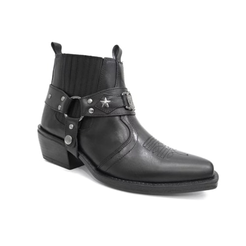 Bota Texana Country Masculina Couro 9005 Preto