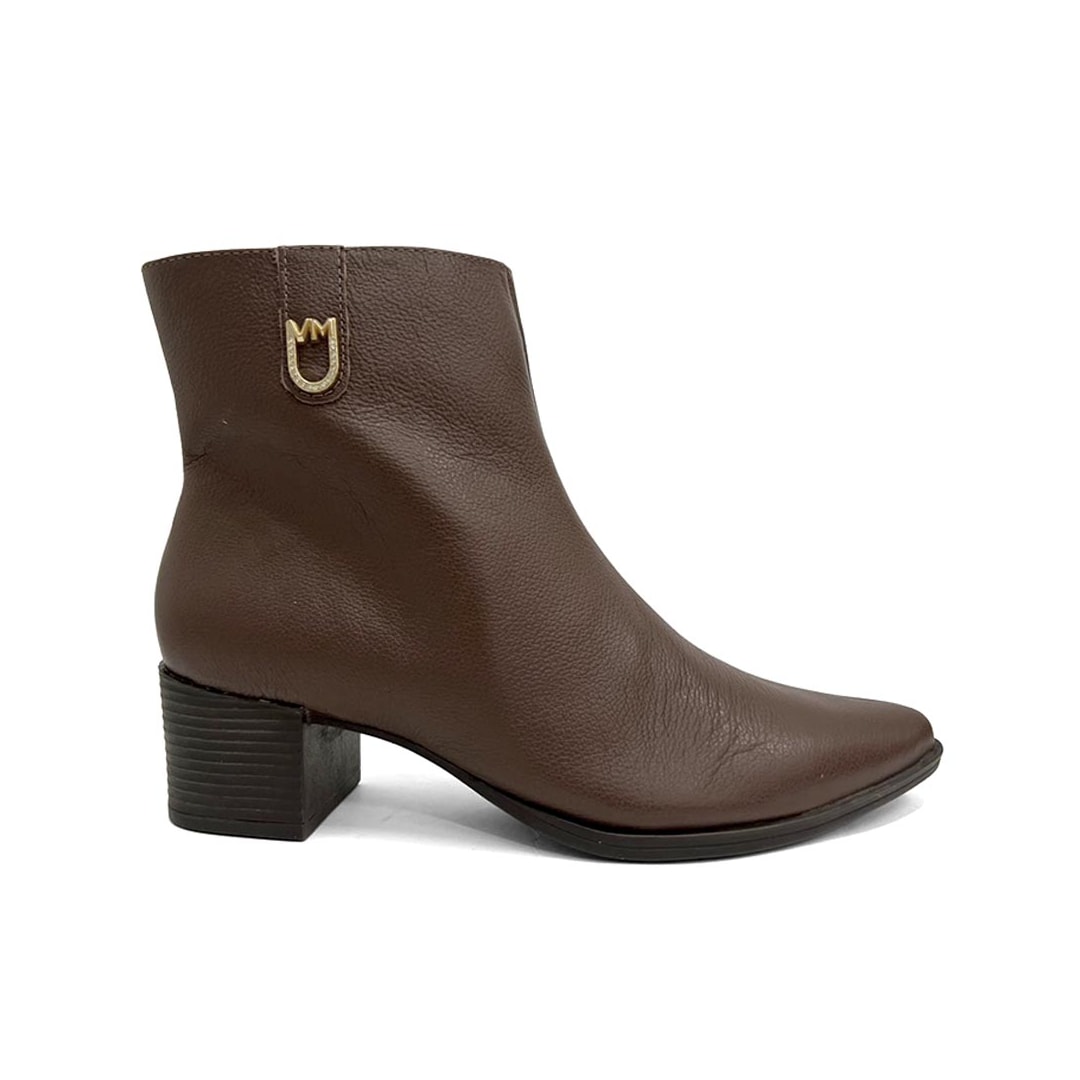 Bota Via Marte Cano Curto Couro 231-008-01 Dark Brown