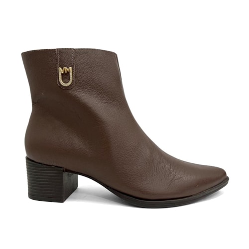 Detalhe - Bota Via Marte Cano Curto Couro 231-008-01 Dark Brown