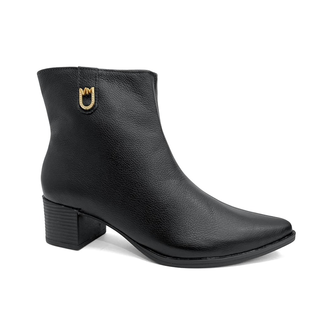 Bota Via Marte Cano Curto Couro 231-008-01 Preto